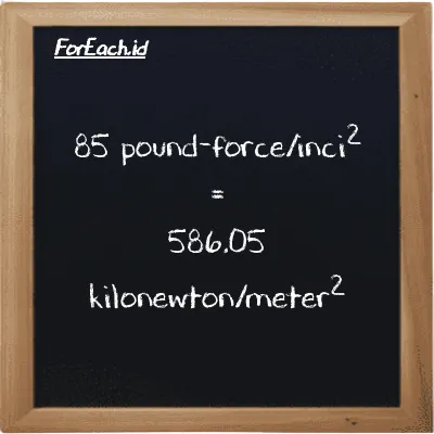 85 pound-force/inci<sup>2</sup> setara dengan 586.05 kilonewton/meter<sup>2</sup> (85 lbf/in<sup>2</sup> setara dengan 586.05 kN/m<sup>2</sup>)
